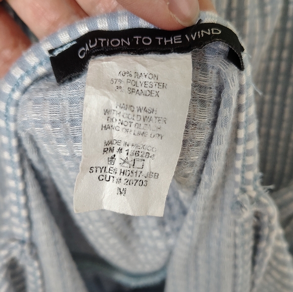 Caution to the Wind Women's Medium Light Blue White Spaghetti Strap Dress - Picture 6 of 6